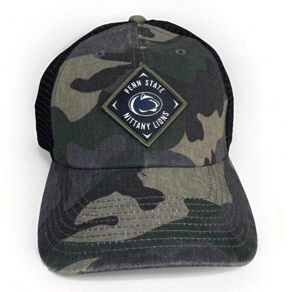 Penn State Nittany Lions Camouflage Mesh Trucker SnapBack Hat Cap patch Camo